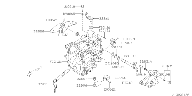 2014 Subaru Forester Shifter Fork & Shifter Rail Diagram 1