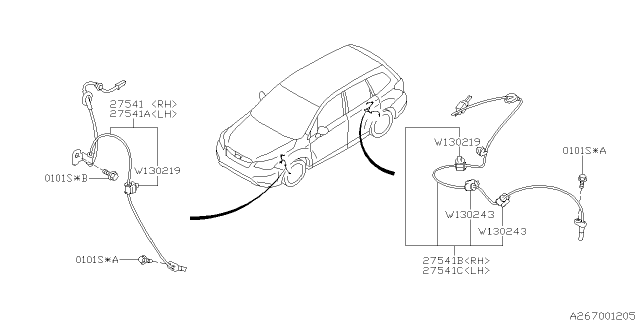 2017 Subaru Forester Sensor Sub Assembly Ft LH Diagram for 27540SG011