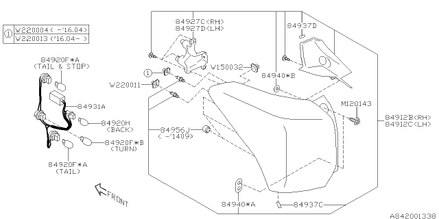 2015 Subaru Forester Lens & Body Rear Combination La Diagram for 84912SG050