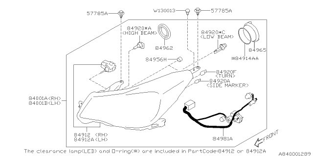 2016 Subaru Forester Bulb Diagram for 84920SG000
