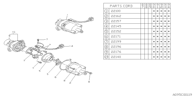 1989 Subaru Justy Bolt Diagram for 22196KA031