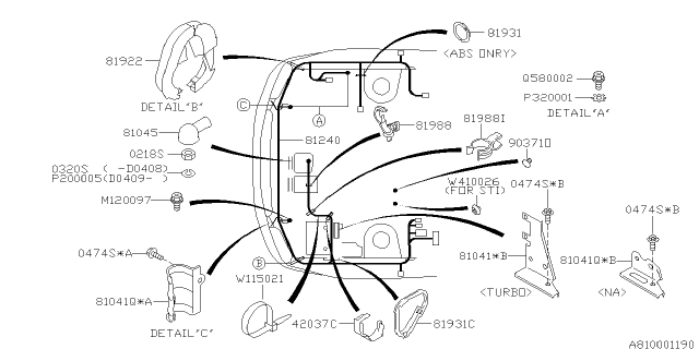 2005 Subaru Impreza Protector Front RH Diagram for 81931FE050