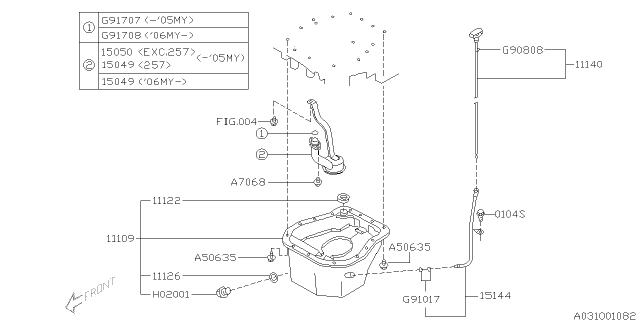 2004 Subaru Impreza STI Gauge Complete Oil Level Diagram for 11140AA120