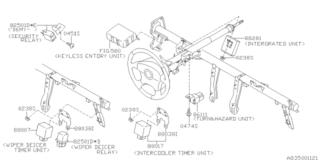 2004 Subaru Impreza WRX Turn Hazard Unit Diagram for 86111TC001