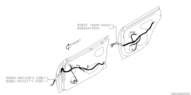2007 Subaru Impreza WRX Cord Door Assistant Diagram for 81821FE260