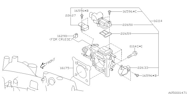 2005 Subaru Impreza Throttle Body Assembly Diagram for 16114AB024