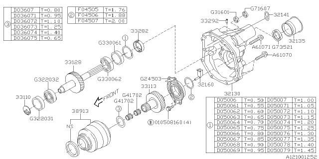 2007 Subaru Impreza STI Manual Transmission Transfer & Extension Diagram 1