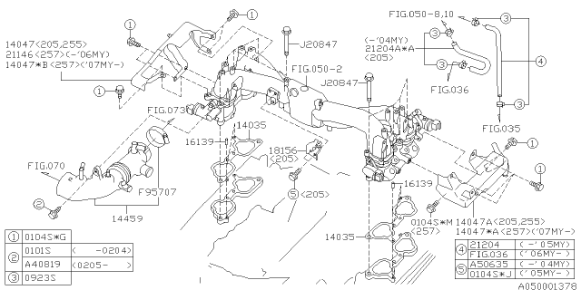 2007 Subaru Impreza WRX Protector Intake Manifold Diagram for 14047AA680