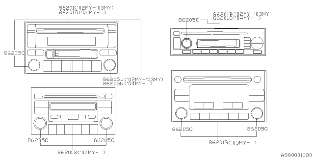 2005 Subaru Impreza WRX Radio / Cd Deck Assembly Diagram for 86201FE130