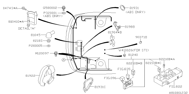 2007 Subaru Impreza STI Clamp ALTERNATOR Harness Diagram for 81904FE170