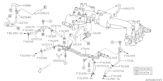 2006 Subaru Impreza STI Fuel Pressure Regulator Diagram for 22670AA251