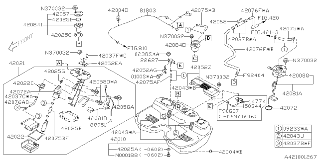 2006 Subaru Impreza Fuel Pump Filter Diagram for 42072FE020
