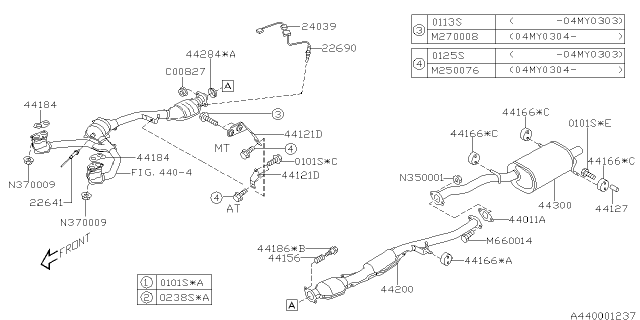 2002 Subaru Impreza Air Fuel Ratio Sensor Assembly Diagram for 22641AA012