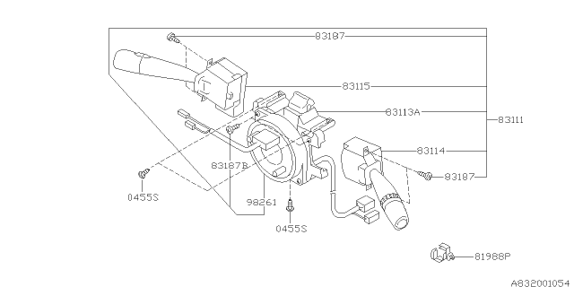 2004 Subaru Impreza Switch Assembly Combination Diagram for 83111FE300