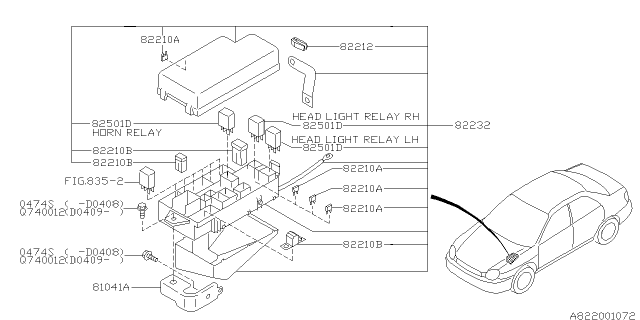 2004 Subaru Impreza WRX Fuse Box Assembly Main Diagram for 82231FE010