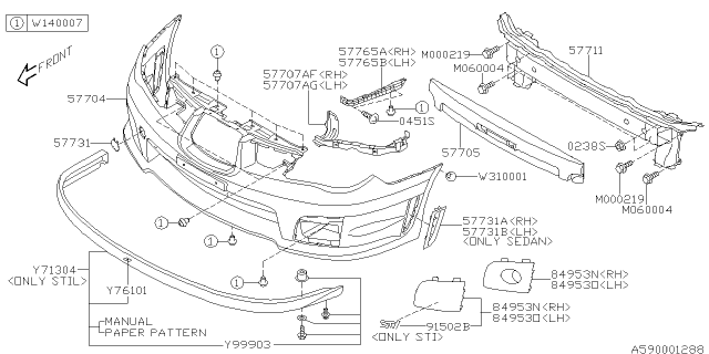 2007 Subaru Impreza Bumper Face Front Sdn Diagram for 55504FE020