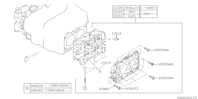 2007 Subaru Impreza STI Cylinder Head Diagram 1