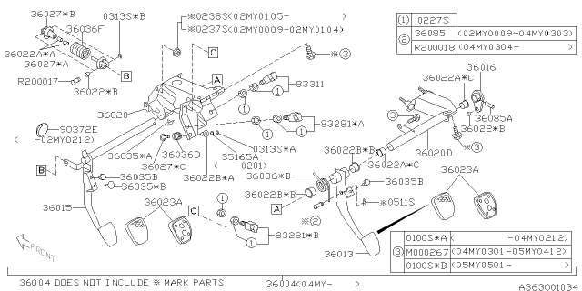 2007 Subaru Impreza STI Pedal System Diagram 4