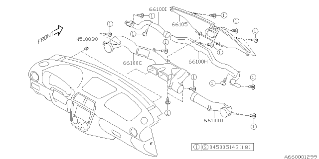 2004 Subaru Impreza STI Instrument Panel Diagram 1