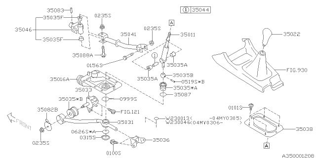 2004 Subaru Impreza STI Manual Gear Shift System Diagram 1