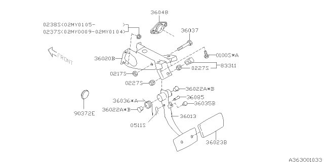 2004 Subaru Impreza STI Pedal System Diagram 4