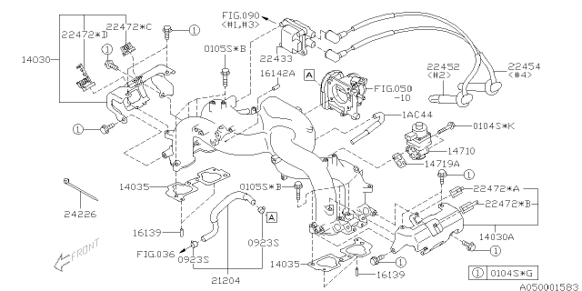 2006 Subaru Impreza STI Cable Complete High Tension NO. Diagram for 22452AA690