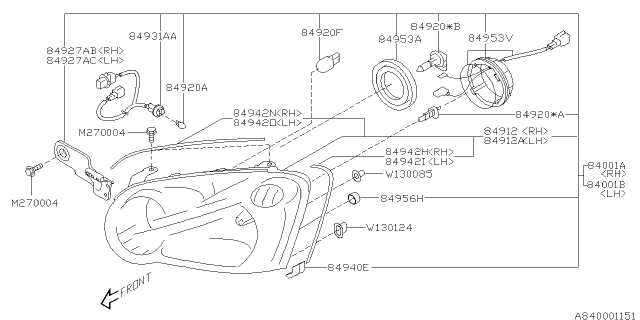 2005 Subaru Impreza WRX Bulb HEAD/FOG Light Diagram for 84920PA060