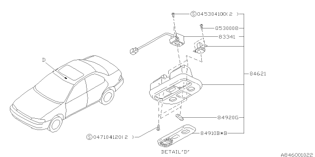 1995 Subaru Impreza Spot Lamp Assembly Diagram for 84621FA020EN