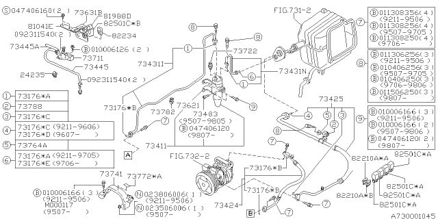 1995 Subaru Impreza PT751093 O-Ring Diagram for 73039AA020