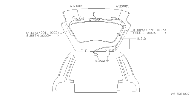 2001 Subaru Impreza Cord DEFROSTER Rear RH Diagram for 81813FE010