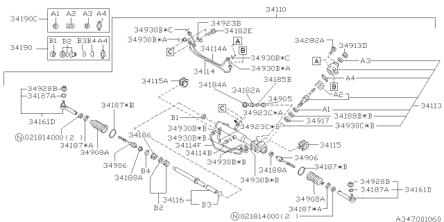 2001 Subaru Impreza BOLT/WASHER Assembly Diagram for 34173FC000