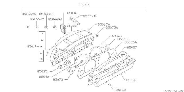 1994 Subaru Impreza Meter Lens Diagram for 85075FA010