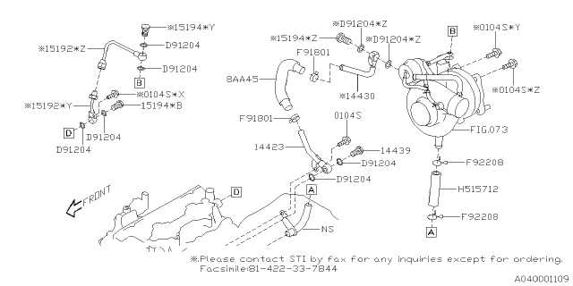 2019 Subaru WRX Screw Union Turbo Diagram for 14439AA010