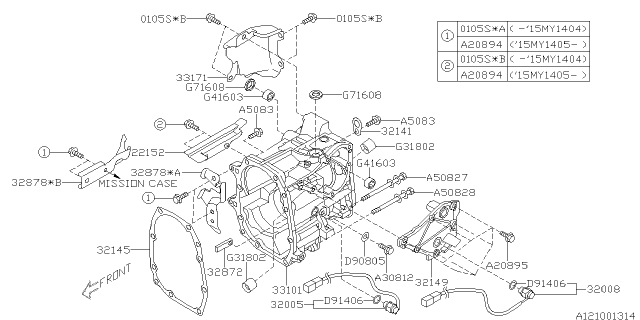 2015 Subaru WRX STI Neutral Safety Switch Assembly Diagram for 32008AA141