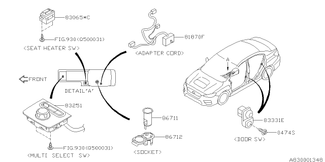 2017 Subaru WRX STI Switch - Instrument Panel Diagram 1