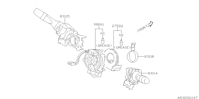 2018 Subaru WRX STI Steering Angle Sensor Diagram for 27549AL000