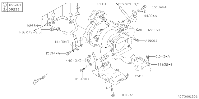 2015 Subaru WRX STI TURBOCHARGER Assembly Diagram for 14411AA700