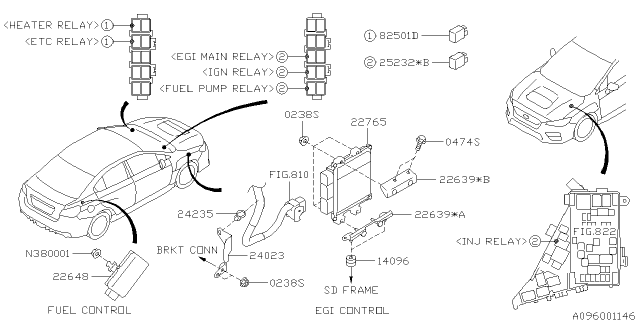 2017 Subaru WRX STI E.G.I. Engine Control Module Diagram for 22765AK391