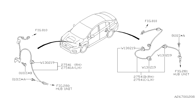 2018 Subaru WRX Sensor Sub Assembly Ft RH Diagram for 27540VA000