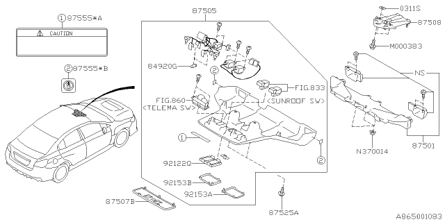 2020 Subaru WRX STI Lens Map Lamp Left Diagram for 92153SG010