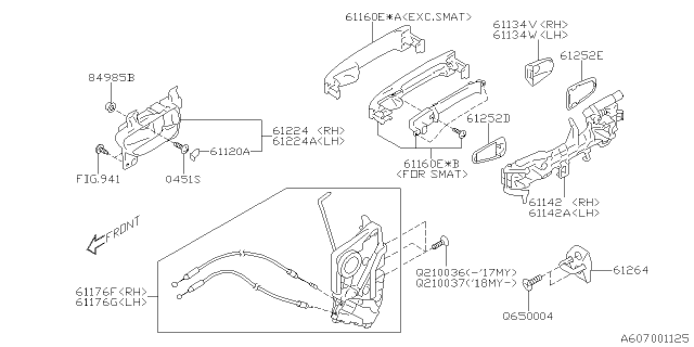 2016 Subaru WRX Outer Door Handle Diagram for 61160FJ100
