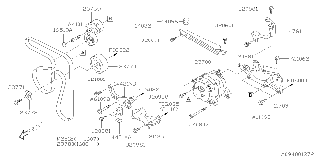 2020 Subaru WRX V Belt Diagram for 23780AA111