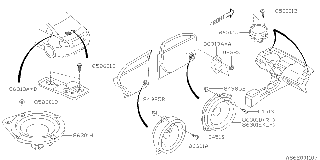 2017 Subaru WRX STI Speaker Assembly Pit Diagram for 86301AJ030