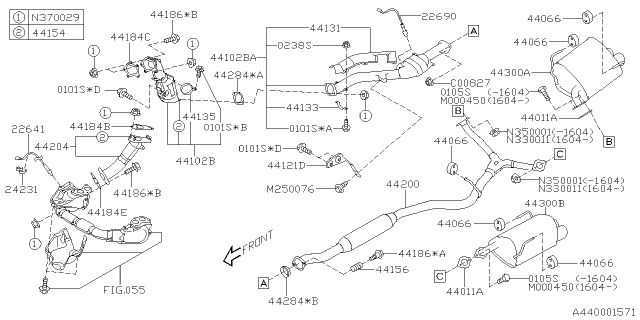 2017 Subaru WRX STI Oxygen Sensor Assembly Diagram for 22690AB010