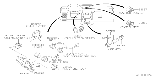 2017 Subaru WRX STI Switch - Instrument Panel Diagram 4