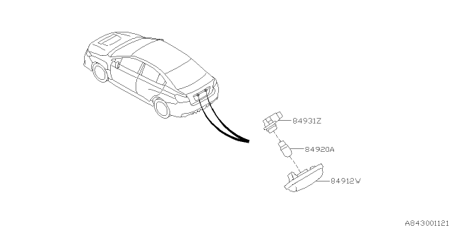 2016 Subaru WRX STI Lens & Body License Lamp Diagram for 84912FG110