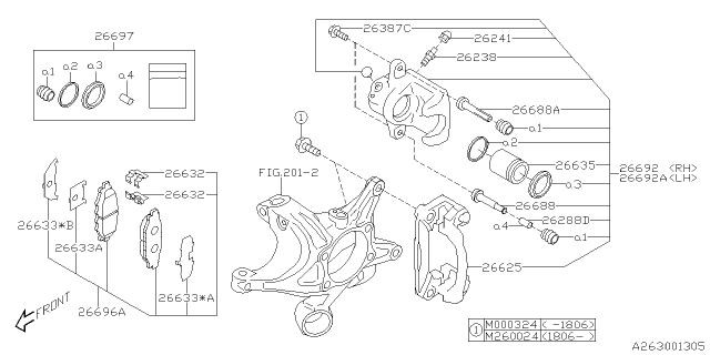 2019 Subaru WRX STI Brake Pad Kit Rear Diagram for 26696AG051