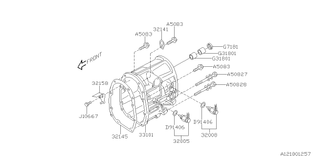 2013 Subaru Impreza WRX Manual Transmission Transfer & Extension Diagram 3