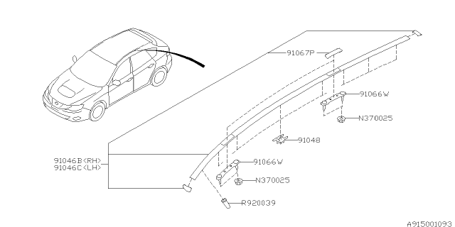 2013 Subaru Impreza WRX Molding Diagram 1