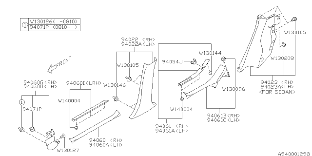2013 Subaru Impreza WRX Inner Trim Diagram 1